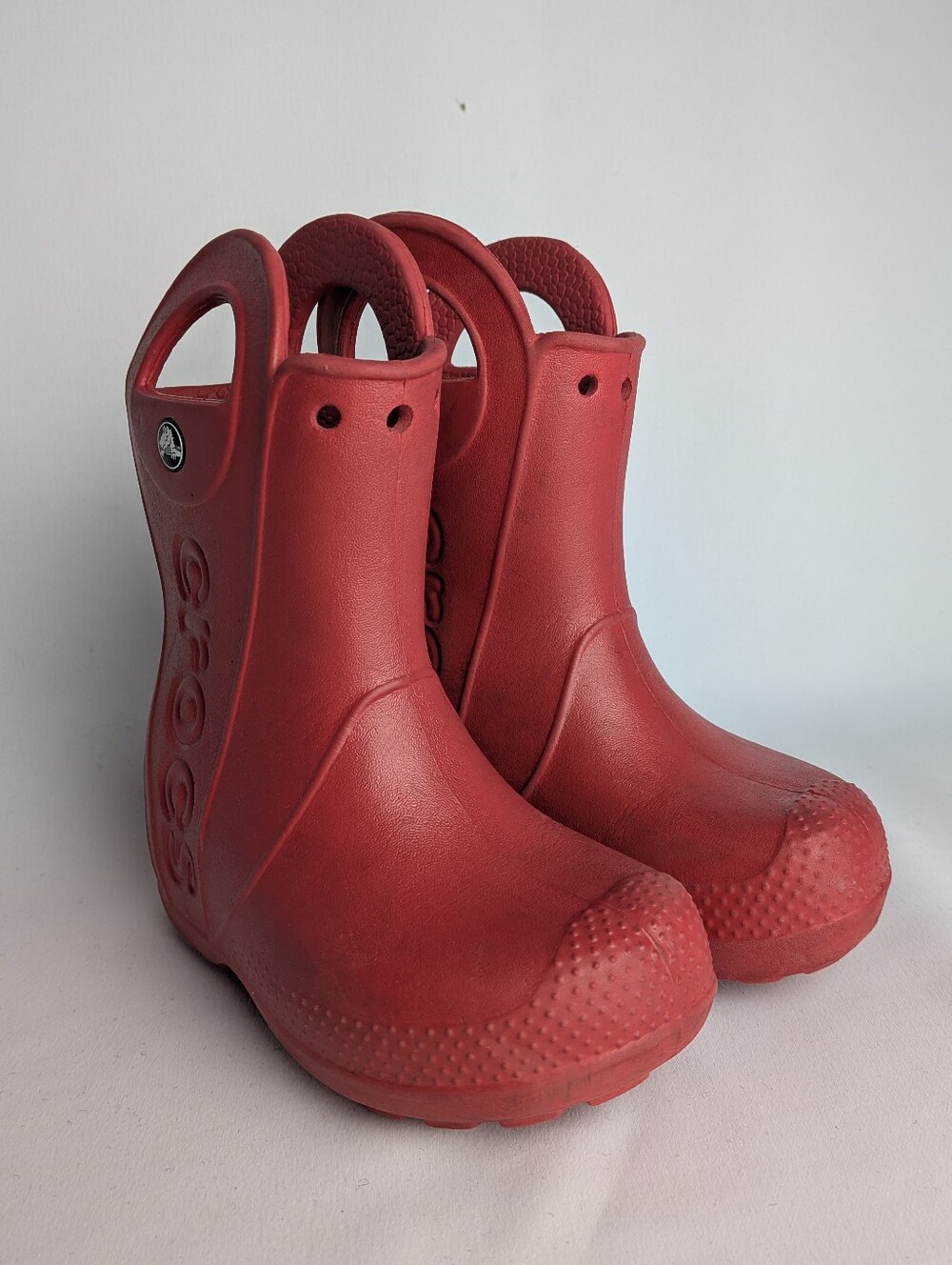 CROCS Kid Rain Boots Size 8 Red Color Waterproof Rubber Unisex